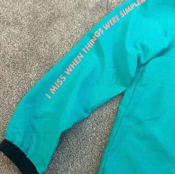 Brooklyn Cloth Hustle Simple Life Anorak Hoodie Windbreaker Jacket Teal Size M - Picture 3 of 7